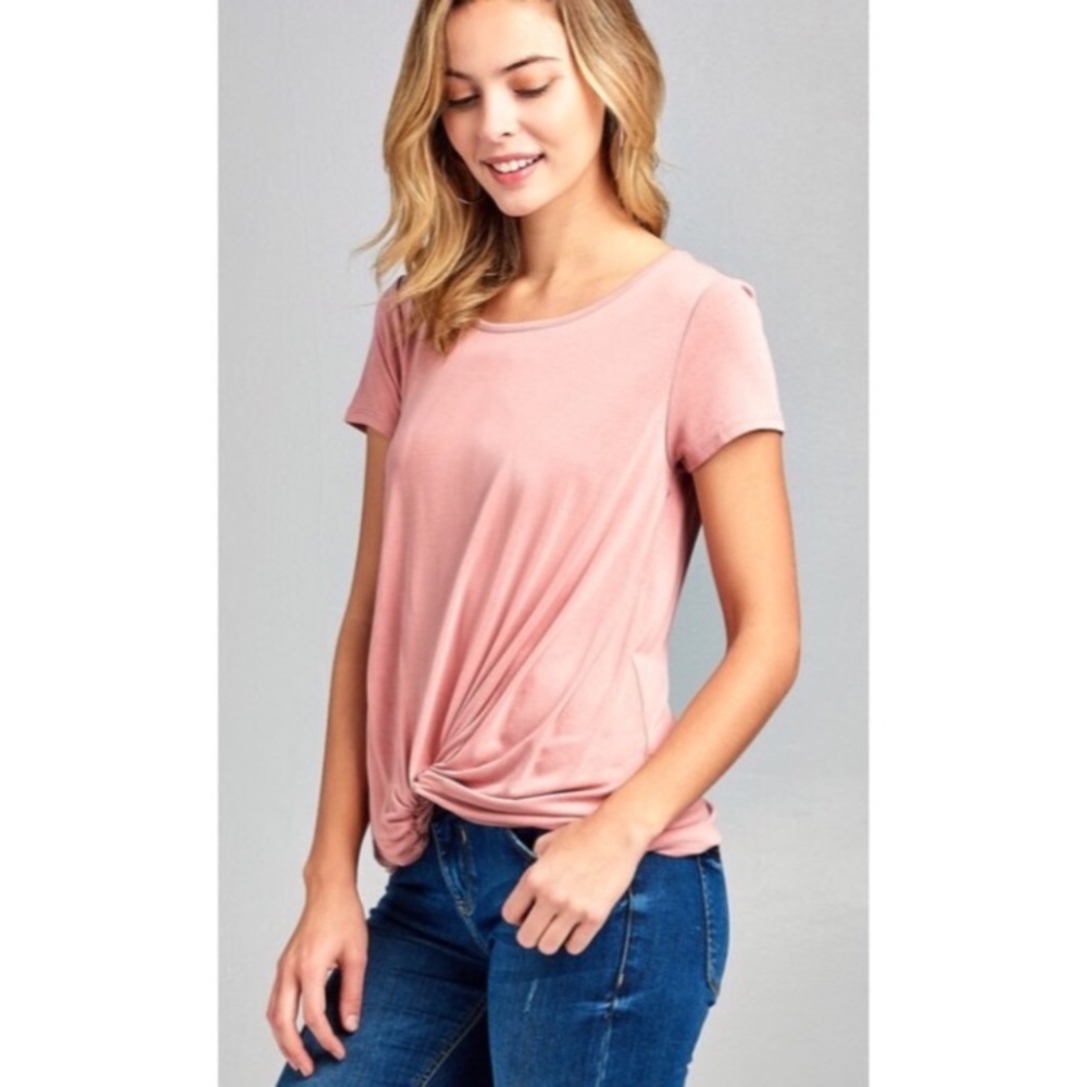 Blush Pink Front Twist T-Shirt - NWT